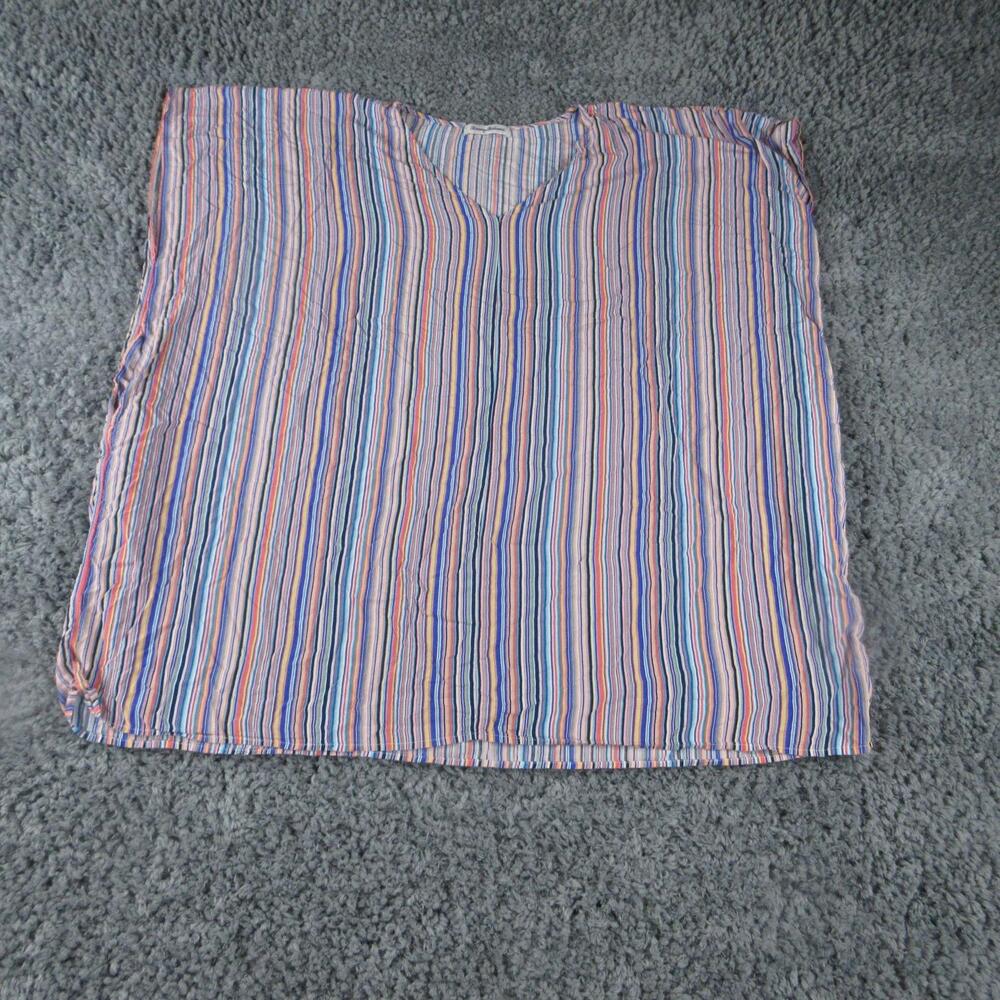 Tommy Bahama Blouse Shirt Womens XL Multicolor Stripe Short Sleeve V Neck Tunic